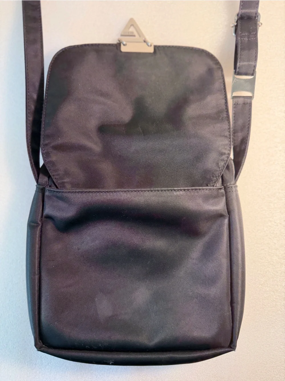 Guess Black Crossbody Messenger Bag with Silver Hardware